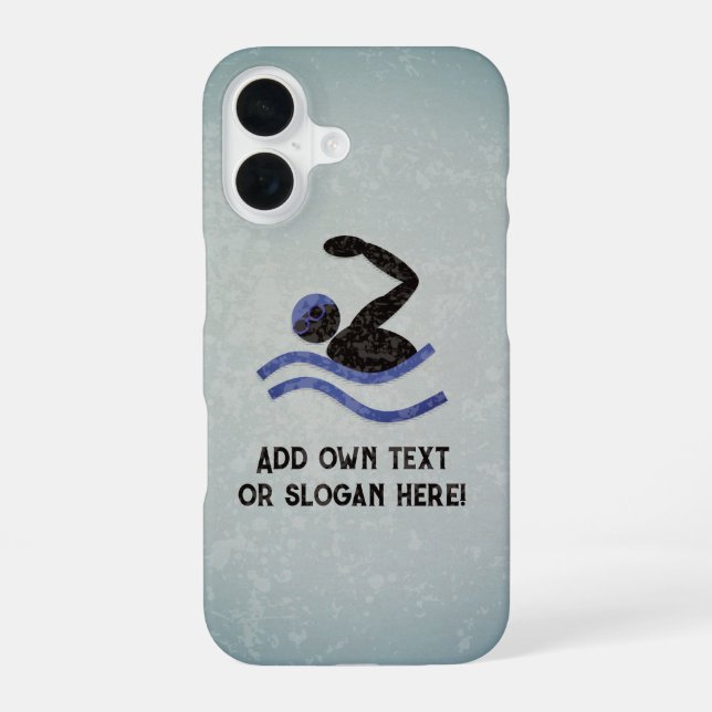 Funda Para iPhone 16 Grunge Look Swimmer - Moderno aspecto Metalizado - (Reverso )
