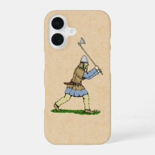Funda Para iPhone 16 Guerrero vikingo blandiendo un hacha ancha