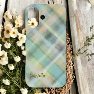 Funda Para iPhone 16 Guión monograma corto platillo verde verde azulado