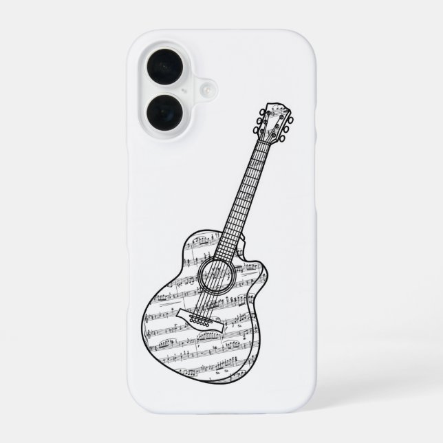 Funda Para iPhone 16 Guitar and Music Notes Phone Case (Reverso )