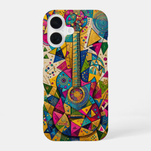 Funda Para iPhone 16 Guitarra cósmica dorada - Cubista abstracto vibran