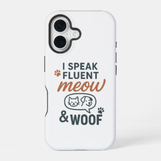 Funda Para iPhone 16 Hablo con fluidez Meow y Woof