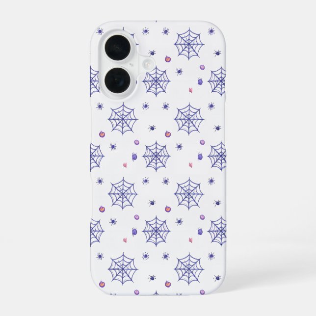 Funda Para iPhone 16 Halloween Spider Web and Candy Pattern (Reverso )