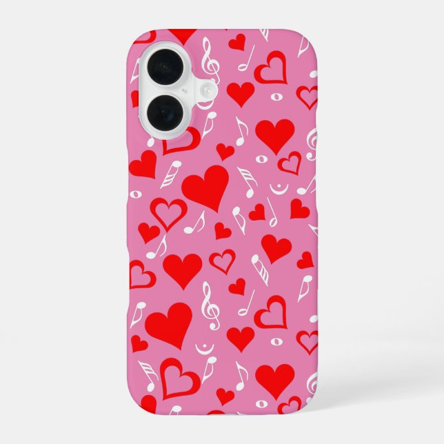 Funda Para iPhone 16 Hearts and Music Notes (Reverso )
