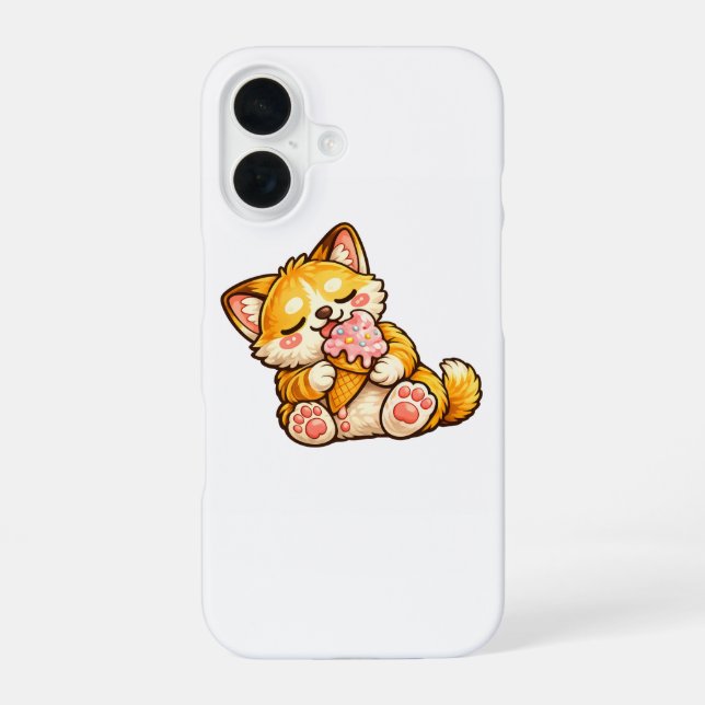 Funda Para iPhone 16 Helado de gato lindo (Reverso )