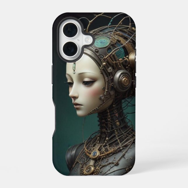 Funda Para iPhone 16 Hermoso robot retro (Reverso )