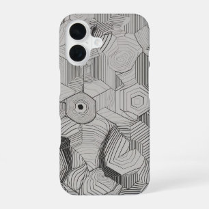 Funda Para iPhone 16 Hexagons concéntricos Línea de arte