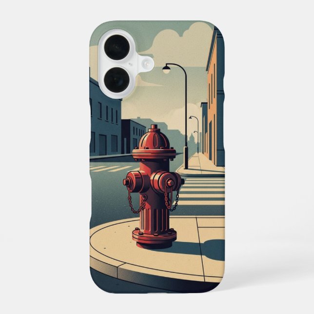 Funda Para iPhone 16 Hidrante en calle tranquila (Reverso )
