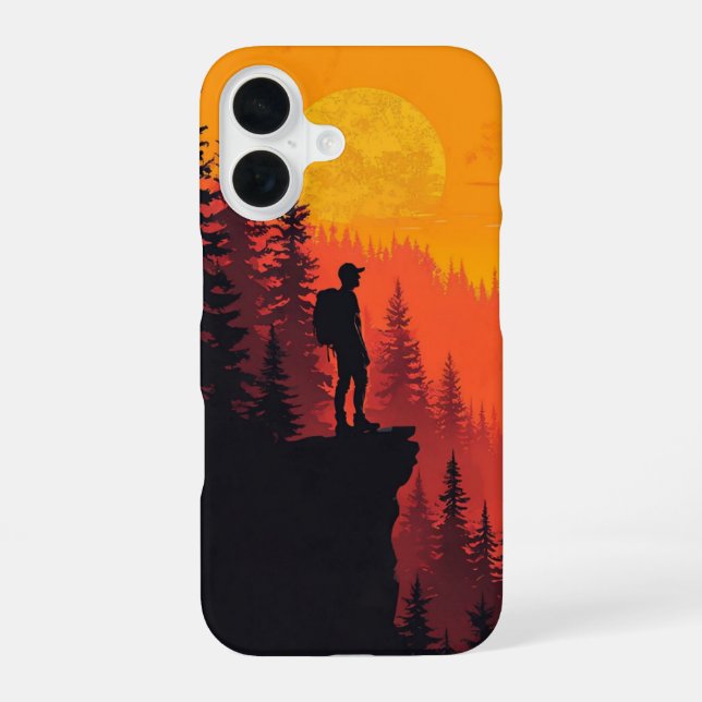 Funda Para iPhone 16 Hiker al atardecer _ estuche de iphone (Reverso )