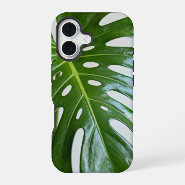Funda Para iPhone 16 Hoja de Monstera verde exuberante (Reverso )