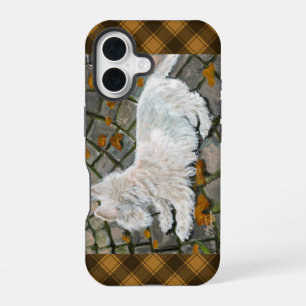 Funda Para iPhone 16 Hojas de Otoño Westie en Patio