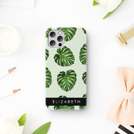 Funda Para iPhone 16 Hojas de Palma, Patrón Tropical, Tu Nombre