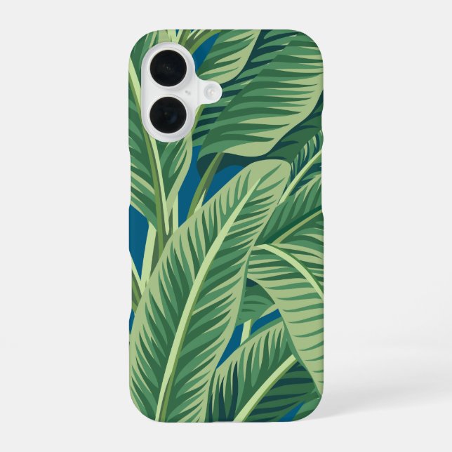 Funda Para iPhone 16 Hojas tropicales verdes de plátano (Reverso )