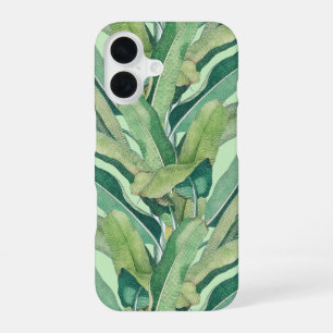 Funda Para iPhone 16 Hojas tropicales verdes de plátano vintage