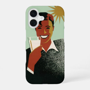 Funda Para iPhone 16 Hombre vintage Art Deco, bebidas frías en verano