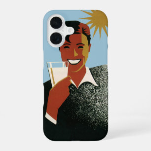 Funda Para iPhone 16 Hombre vintage art déco, bebidas frías en verano