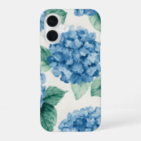 Hortensia Blues Floral Acuarela Botánica Flores