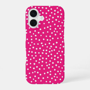 Funda Para iPhone 16 Hot Pink Polka Dot Phone Case