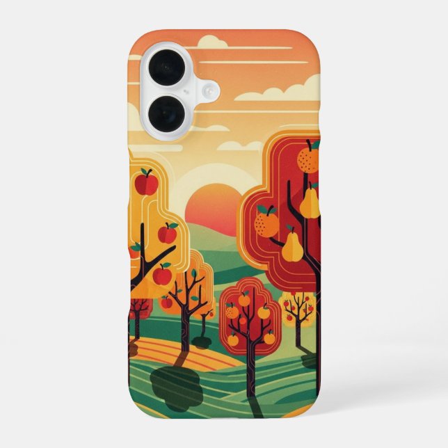 Funda Para iPhone 16 Huerto del Atardecer Retro (Reverso )