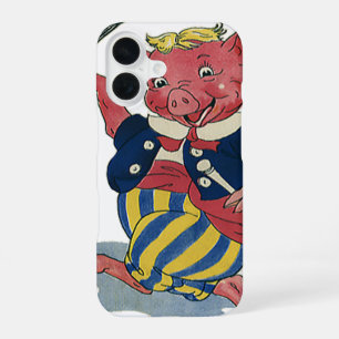 Funda Para iPhone 16 Humor Antiguo, Cerdo Feliz Bailando Bailes Diverti