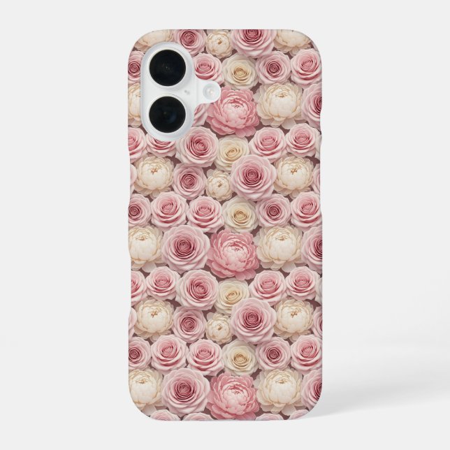 Funda Para iPhone 16 Hyper-Realistic 3D Pastel Rose & Peony (Reverso )