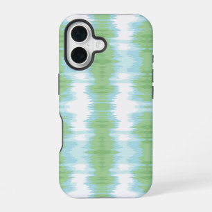Funda Para iPhone 16 Ikat Brillante en Verde y Aqua