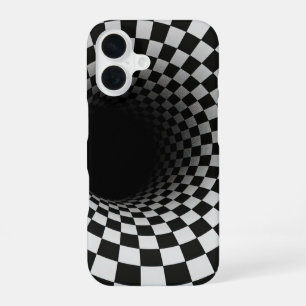 Funda Para iPhone 16 Ilusión óptica de túnel en blanco y negro