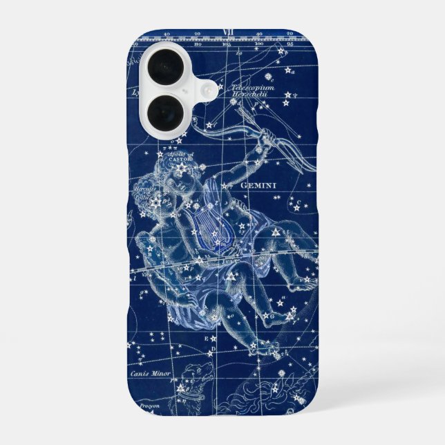 Funda Para iPhone 16 Ilustracion de cosecha Gemini Zodiac Rótulo (Reverso )