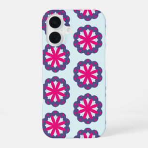 Funda Para iPhone 16 Ilustracion de formas florales púrpura y rosa