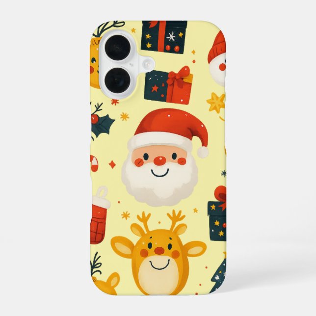 Funda Para iPhone 16 Ilustración de iconos navideños lindos (Reverso )