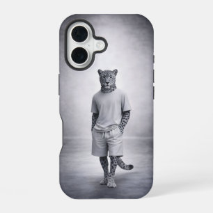 Funda Para iPhone 16 Ilustración minimalista de streetwear de leopardo