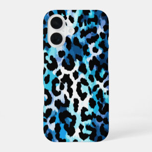 Funda Para iPhone 16 Impresión de animal de leopardo guepardo azul negr
