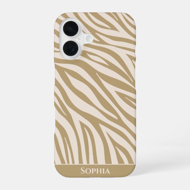 Funda Para iPhone 16 Impresión de cebra-beige- (Reverso )