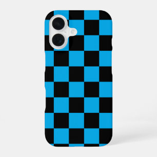 Funda Para iPhone 16 Impresión de cuadros azules y negros