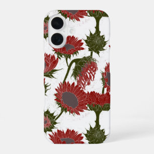 Funda Para iPhone 16 Impresión de girasol rojo en bloque de madera