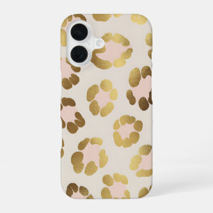 Funda Para iPhone 16 Impresión de leopardo rosa pastel y dorado Chic An
