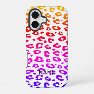 Funda Para iPhone 16 Impresión de leopardo salvaje de color arcoíris di