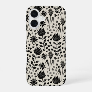 Funda Para iPhone 16 Impresión floral en bloque de Protea Millefleur en