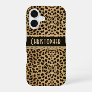 Funda Para iPhone 16 Impresión personalizada de piel de leopardo