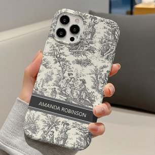 Funda Para iPhone 16 Impreso vintage en negro y blanco toile de jouy