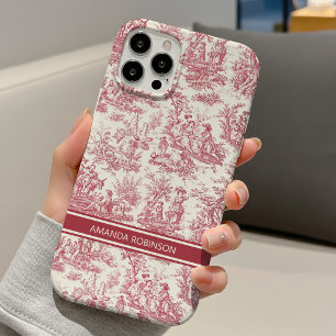 Funda Para iPhone 16 Impreso vintage rojo toile de jouy