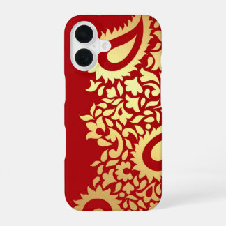 Funda Para iPhone 16 Indio de los Golden Red Paisleys
