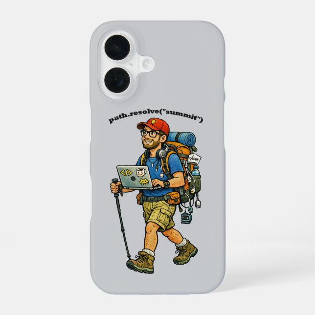 Funda Para iPhone 16 Ingeniero de software que va de excursión con una  (Reverso )