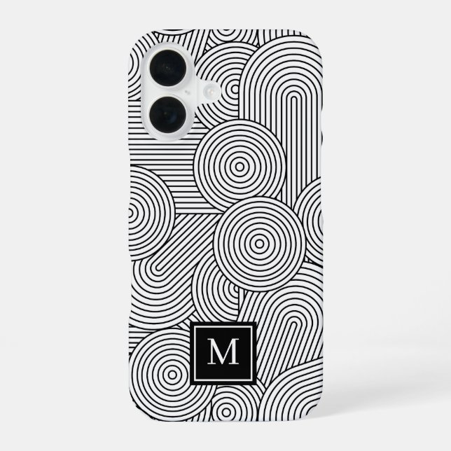 Funda Para iPhone 16 Inicial monogramática moderna de mediados de siglo (Reverso )