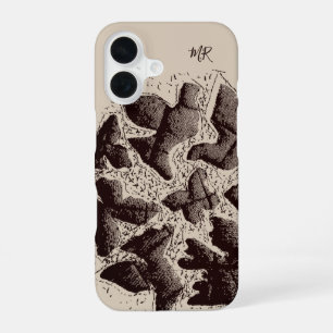 Funda Para iPhone 16 Iniciales de monograma vintage retro mano dibujada