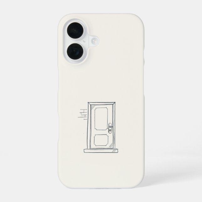 Funda Para iPhone 16 Introvert Gift Minimalist Closed Door Line Art (Reverso )