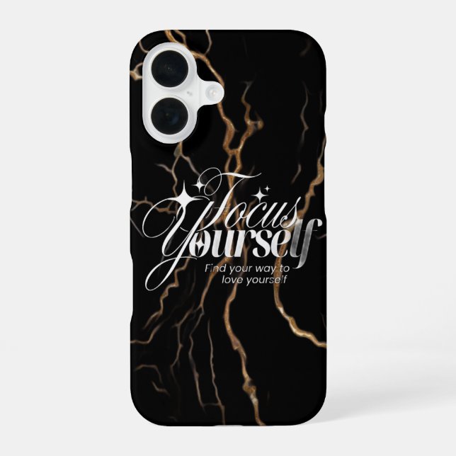 Funda Para iPhone 16 iPhone 16 Black Gold Marble Motivational Case  (Reverso )