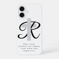 iPhone 16 funda con cruz religiosa y oración