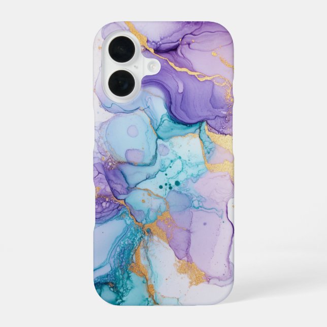 Funda Para iPhone 16 Iris Lumière Lujo Lavanda Acuarela Agua (Reverso )