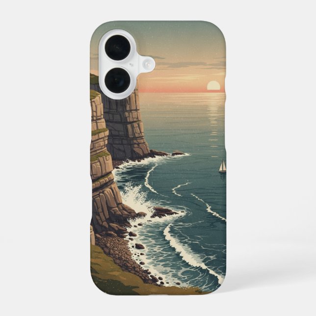 Funda Para iPhone 16 Isla Retro al Atardecer (Reverso )